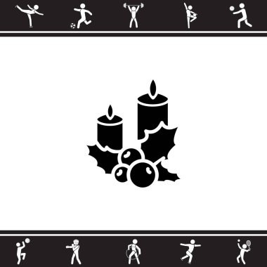 Noel mumlar ve holly Karpuzu simgesi