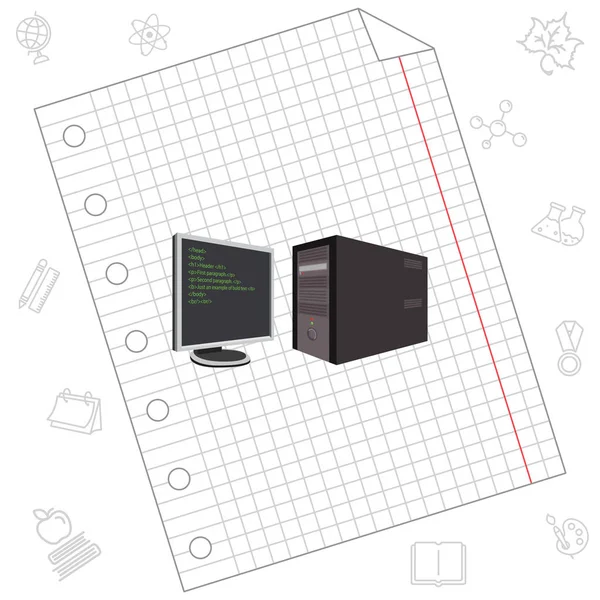 monitor and system unit flat icons