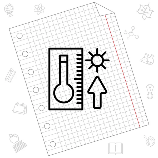 Thermometer mit Web-Symbol für hohe Temperaturen — Stockvektor