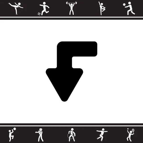 Giù freccia icona piatta — Vettoriale Stock
