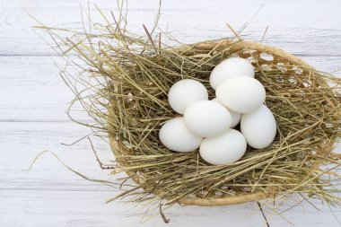 tavuk yumurtası saman ile sepeti