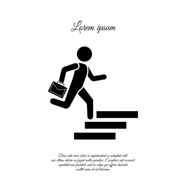 Evrak çantalı adam merdivenlerden yukarı çalışır.