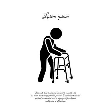 Koltuk değneği simgesi olan adam. 