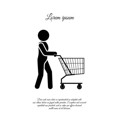 Alışveriş arabası simgesi olan adam