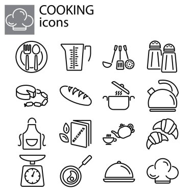 Pişirme web Icons set.