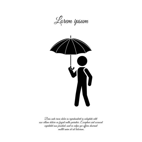 Şemsiye simgesi olan adam — Stok Vektör