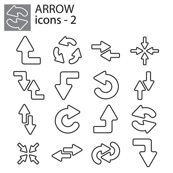 Line arrows web icons set — Stock Vector