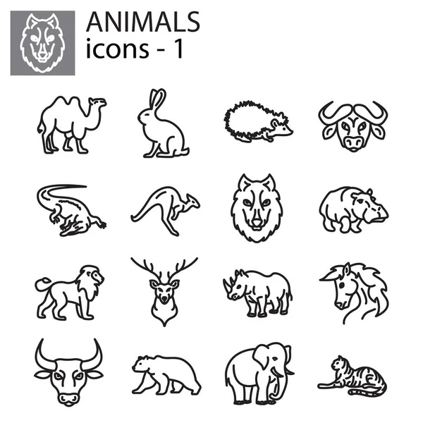 Animaux sauvages icônes web ensemble . — Image vectorielle