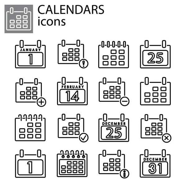 Set icone web calendari . — Vettoriale Stock