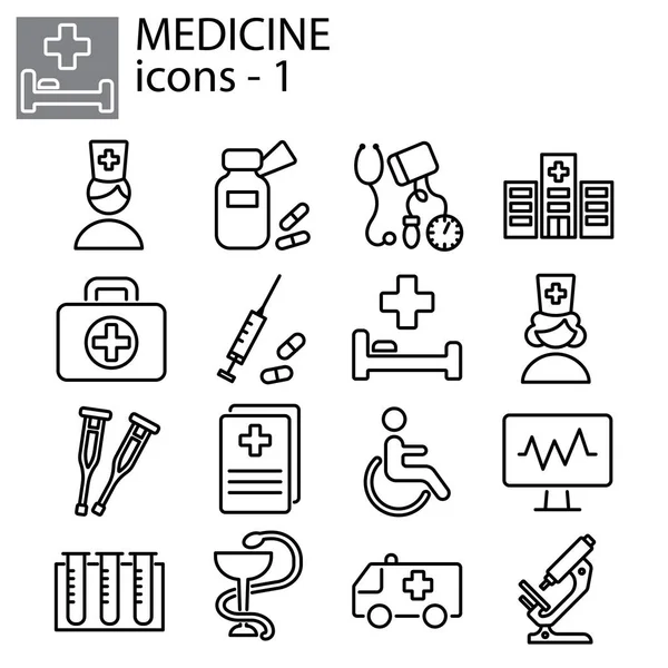 Medicina línea web conjunto . — Vector de stock