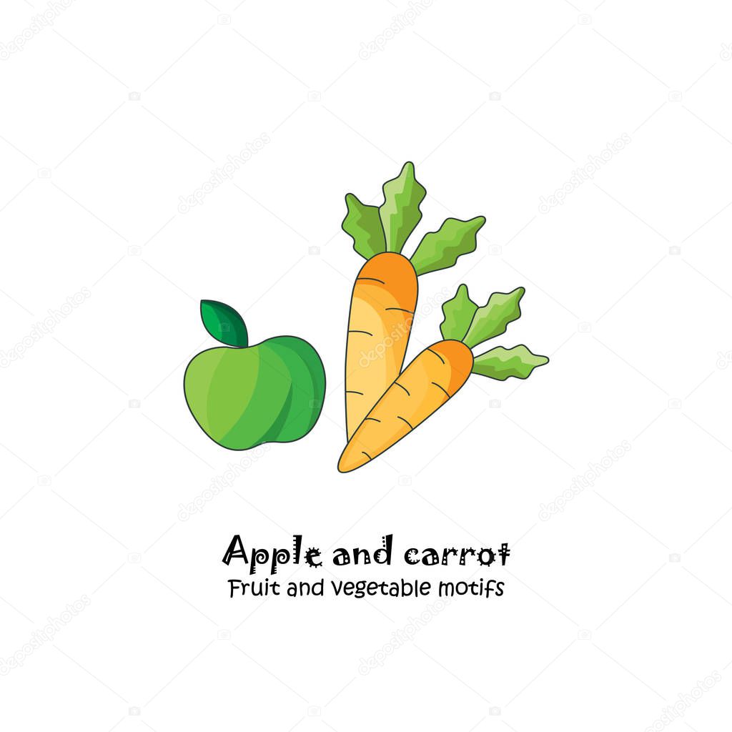 Color vector illustration. Apple and carrot icon