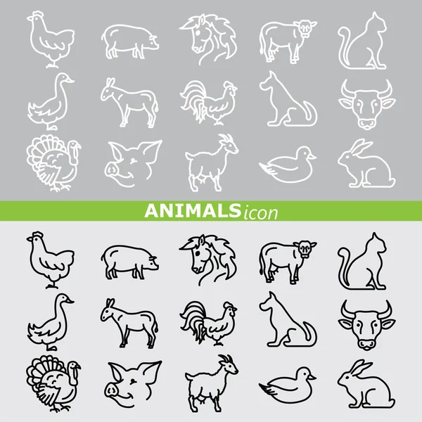 Farm animals web icons set — Stock Vector