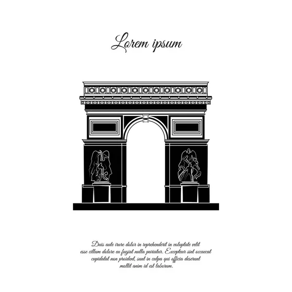 World Attractions Arc Triomphe Paris — Stock Vector