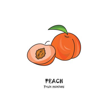 Beyaz arka plan üzerinde izole şeftali vektör simgesi