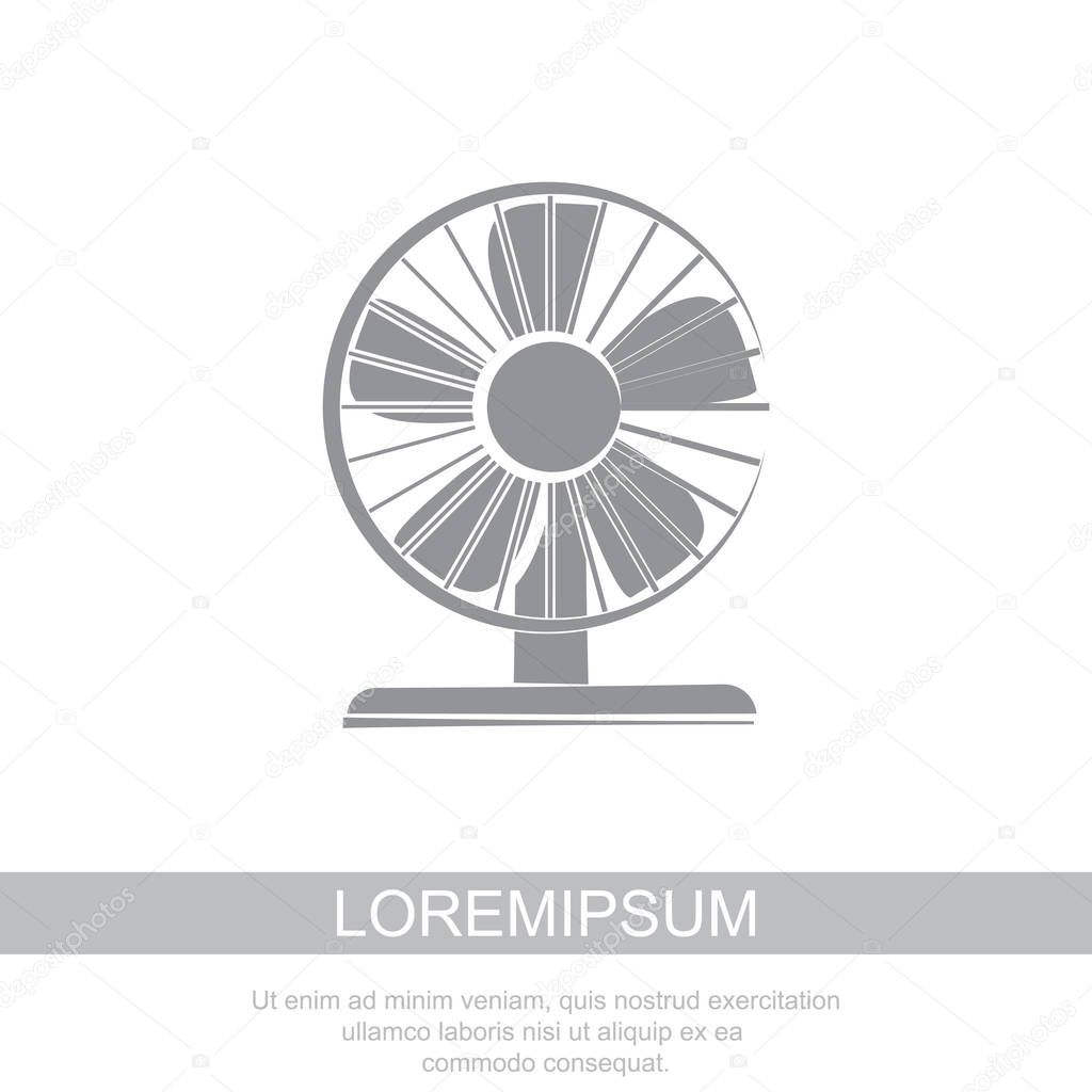 Fan icon in gray color isolated on white background.