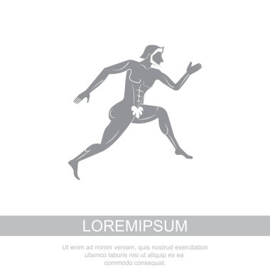 Gri renk beyaz arka plan üzerinde izole simgesinde Yunan atlet.