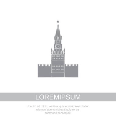 Moskova Kremlin gri renkli beyaz arka plan üzerinde izole.