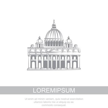 Gri renkli beyaz arka plan üzerinde izole Roma'da St. Peter's Cathedral.
