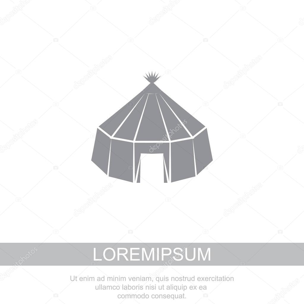 Yurt in gray color isolated on white background.