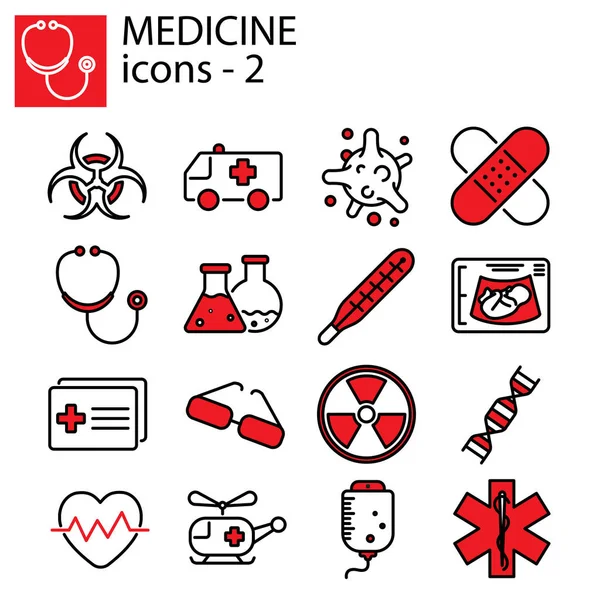 Conjunto Líneas Web Medicina — Vector de stock