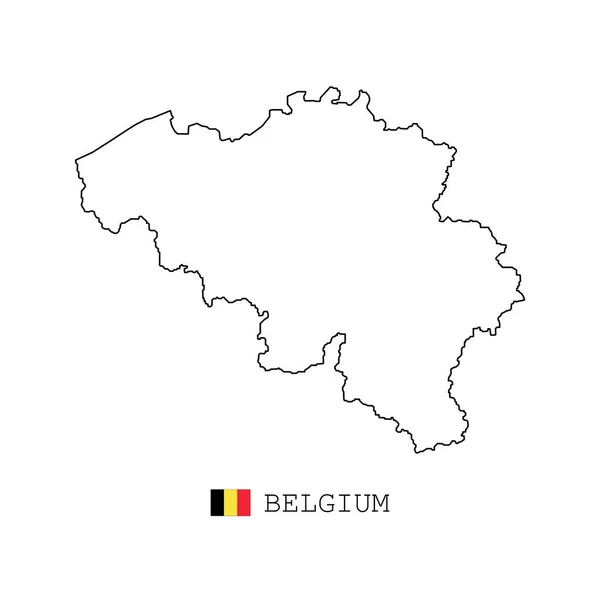 Ligne Carte Belgique Vecteur Linéaire Mince Belgique Carte Drapeau Simples — Image vectorielle