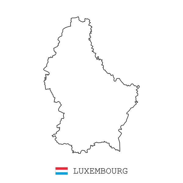 Γραμμή Χάρτη Λουξεμβούργου Γραμμικό Λεπτό Διάνυσμα Απλός Χάρτης Και Σημαία — Διανυσματικό Αρχείο