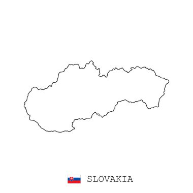 Slovakya harita çizgisi, doğrusal ince vektör. Slovakya basit harita ve bayrak.