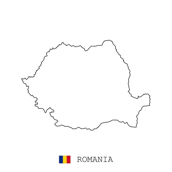 Romanya, Romanya harita çizgisi, doğrusal ince vektör. Romanya ve Romanya basit harita ve bayrak.