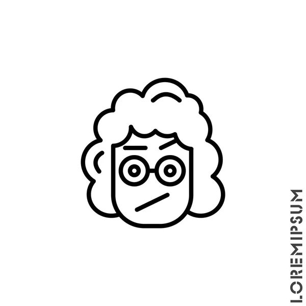 Sad Confused Raised Eyebrow Emoticon Girl Woman Icon Vector Illustration — Stock Vector