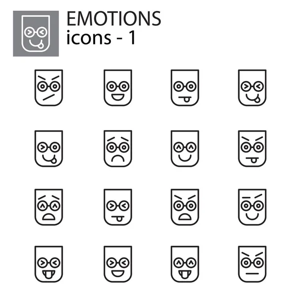 Creative Vector Icon Set Emoticons Set Smiley Icons Different Emotions — Stock Vector