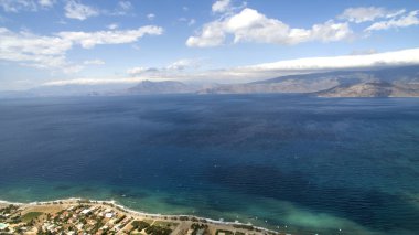 Clear deniz manzara yukarıdan Yunanistan alepochori