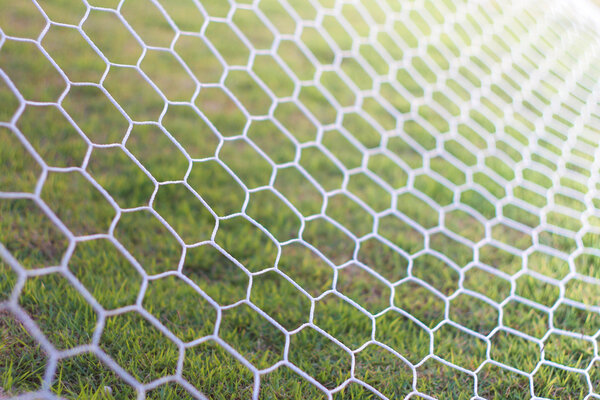 Detail of football nets background, soccer football