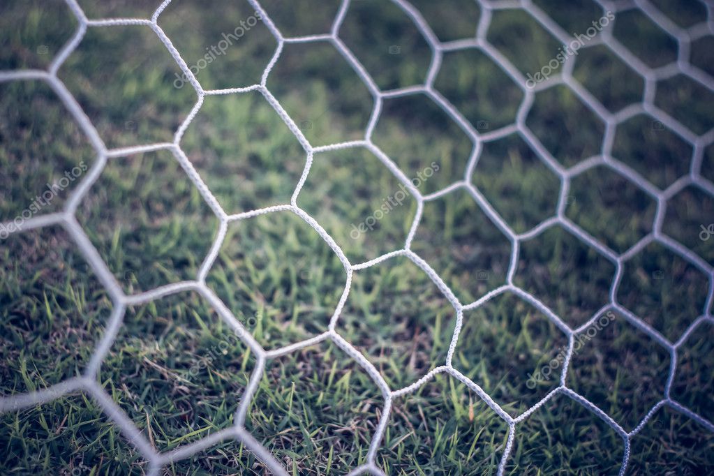 Detail of football nets background, soccer football — Stock Photo