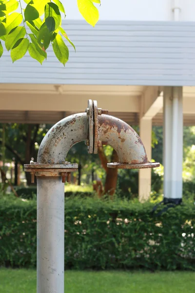 Water iron  pipe support for water tank connection — Stock Photo, Image