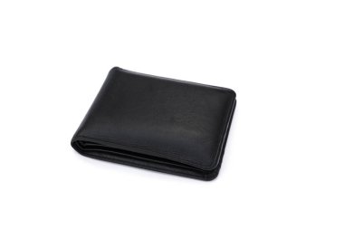 Beyaz arka planda siyah cüzdan izole