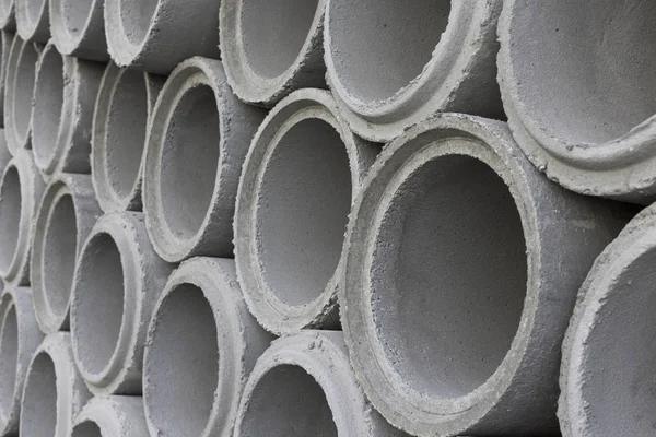 Tubos Cimento Para Sistema Água Construção — Fotografia de Stock