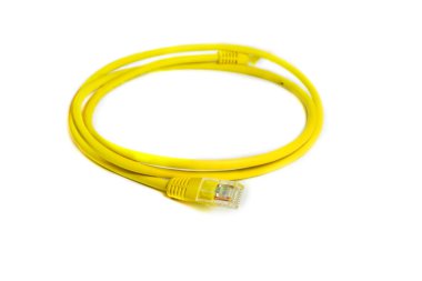 LAN ağ bağlantısı Ethernet RJ-45 kablo sarı renk.