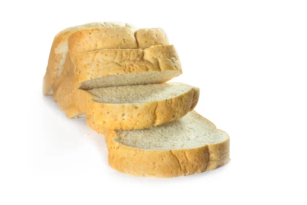 Volkoren Brood Stapel Geïsoleerde Witte Achtergrond — Stockfoto