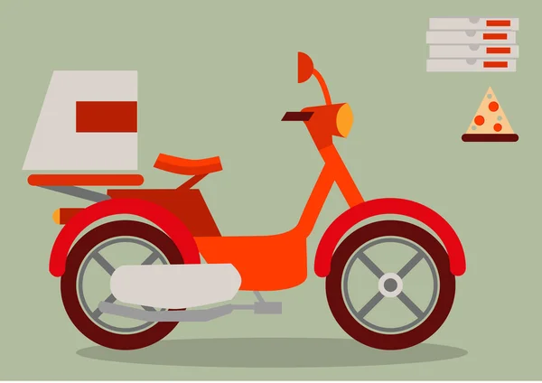 Motocicleta de repartidor de pizza — Vector de stock