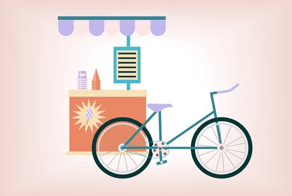 Bicicleta de camión de helado — Vector de stock