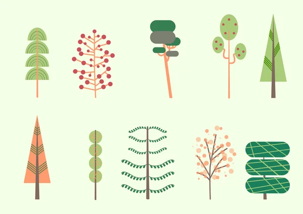 Définir arbre géométrique vert — Image vectorielle
