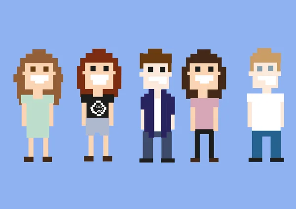 Pixel Art Design Menschen eingestellt — Stockvektor