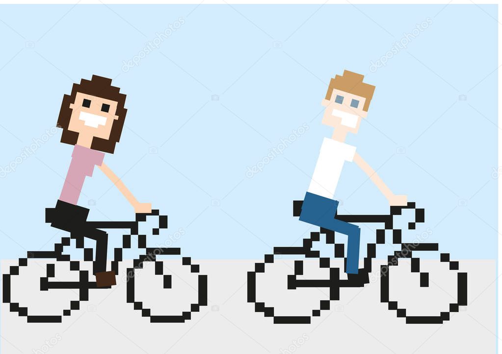 pixel art lovers and bicycle