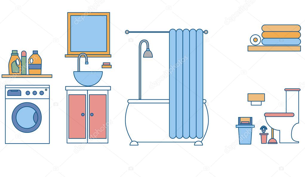 Modern bathroom interior Vector flat illustration