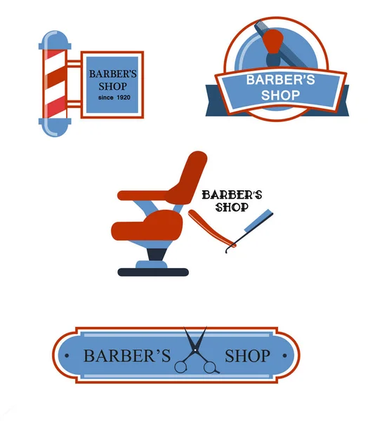 Establecer iconos de barbero, elementos del logotipo — Vector de stock