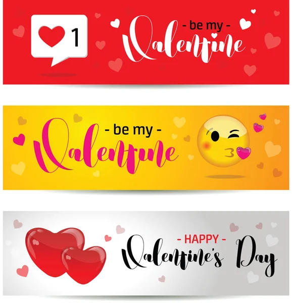 Zestaw Banerów Walentynkowych Miłość Pocałunek — Wektor stockowy