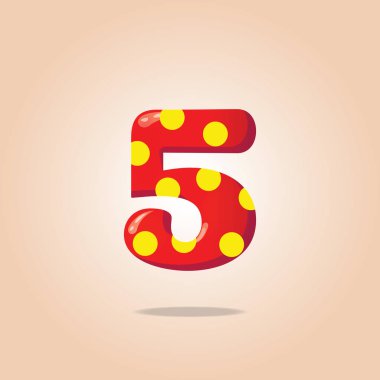 Renkli çizgi film numaraları. Vektör çizimi. Beş şekerleme mumu..