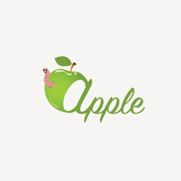 平坦的绿色苹果标志 — 图库矢量图片