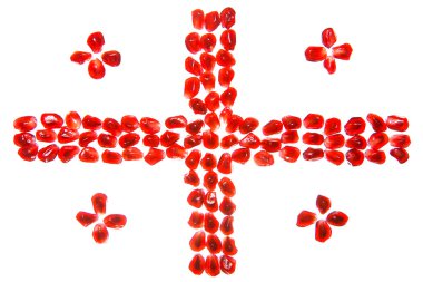 Garnet tahıl Georgia bayrağı şeklinde yapılan mozaikler.