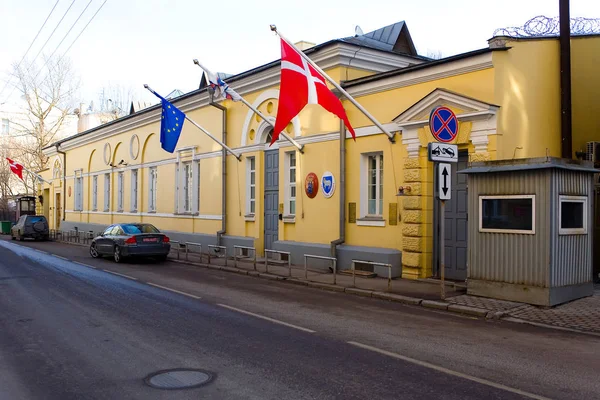 De bouw van de Ambassade van het Koninkrijk van Denemarken in Moskou. — Stockfoto